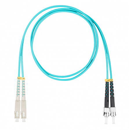 Шнур оптический коммутационный (патч-корд), SC-ST, дуплекс (duplex) OM3, нг(А)-HF, бирюзовый, 1,5 м