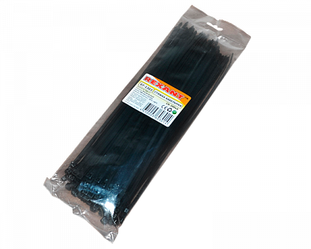 Хомут - стяжка nylon 300х5.0мм, черный, профессиональный, в упак. 100шт, Rexant (07 - 1303 - 1)