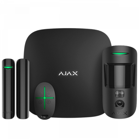Ajax StarterKit (Black) (10021.00.BL2) Комплект оборудования, в составе: Интеллектуальная централь (Hub), датчик движения (MotionProtect), датчик открытия (DoorProtect), брелок (SpaceControl)