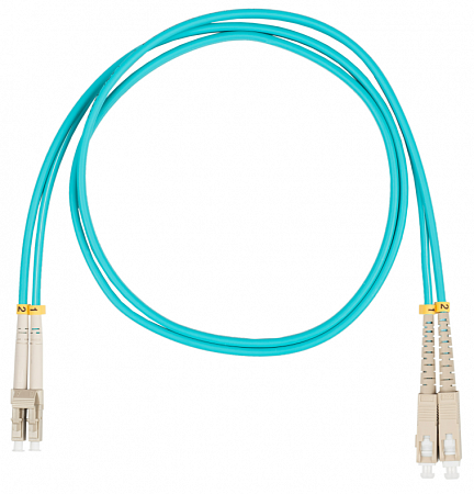 Шнур оптический коммутационный (патч-корд), LC-SC, дуплекс (duplex) OM3, нг(А)-HF, бирюзовый, 1,5 м