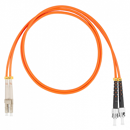 Шнур оптический коммутационный (патч-корд), LC-ST, дуплекс (duplex) OM2, нг(А)-HF, оранжевый, 5,0 м