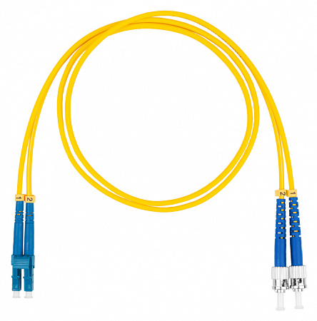 Шнур оптический коммутационный (патч-корд), LC-ST, дуплекс (duplex) OS2, нг(А)-HF, желтый, 0,5 м