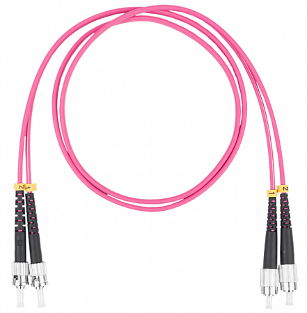 Шнур оптический коммутационный (патч-корд), FC-ST, дуплекс (duplex) OM4, нг(А)-HF, маджента, 3,0 м