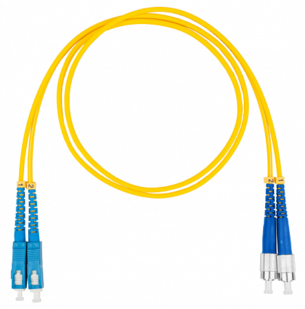 Шнур оптический коммутационный (патч-корд), SC-FC, дуплекс (duplex) OS2, нг(А)-HF, желтый, 3,0 м