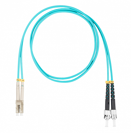 Шнур оптический коммутационный (патч-корд), LC-ST, дуплекс (duplex) OM3, нг(А)-HF, бирюзовый, 2,0 м